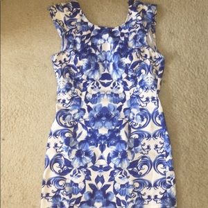 blue floral formal dress